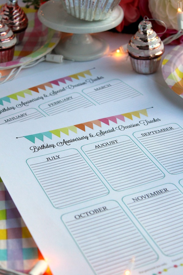 Record special days of sweet family and friends on pretty Birthday, Anniversary & Special Occasion Tracker and Planner FREE printables.