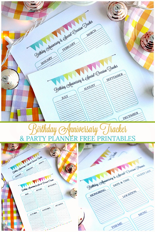 Record special days of sweet family and friends on pretty Birthday, Anniversary & Special Occasion Tracker and Planner FREE printables.