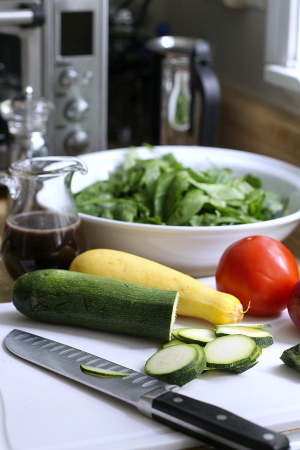 Easy recipe for a delicious cherry balsamic vinaigrette made with cherry preserves. Full of flavor and perfect on a bed of mixed greens or spinach.  Add your favorite salad add-ins. Serve as is or top with grilled steak, chicken or shrimp.