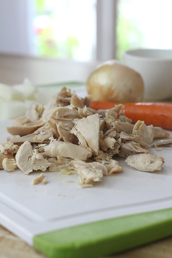 Chicken Pot pie is an all-time favorite comfort food and for good reason. Chunks of tender chicken, carrots and peas in a creamy gravy with a flaky, golden pie crust. What a great meal for Sunday dinner or a family weeknight meal. Make it easy and cut prep time by using rotisserie chicken and frozen vegetables.