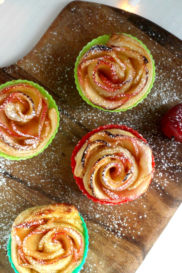 Rose Apple Pastries are pretty little bundles that taste like apple pie. Individual serving-size that look elegant and taste amazing but are an easy-to-make dessert using puff pastry sheets.