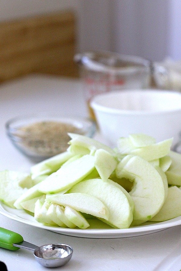 Pork and Apple Pie with sage is a delicious flavor combo of savory and a hint of sweetness in a flaky crust. Sliced apples are layered on top of a filling of seasoned ground pork making a lovely Sunday or weeknight dinner.