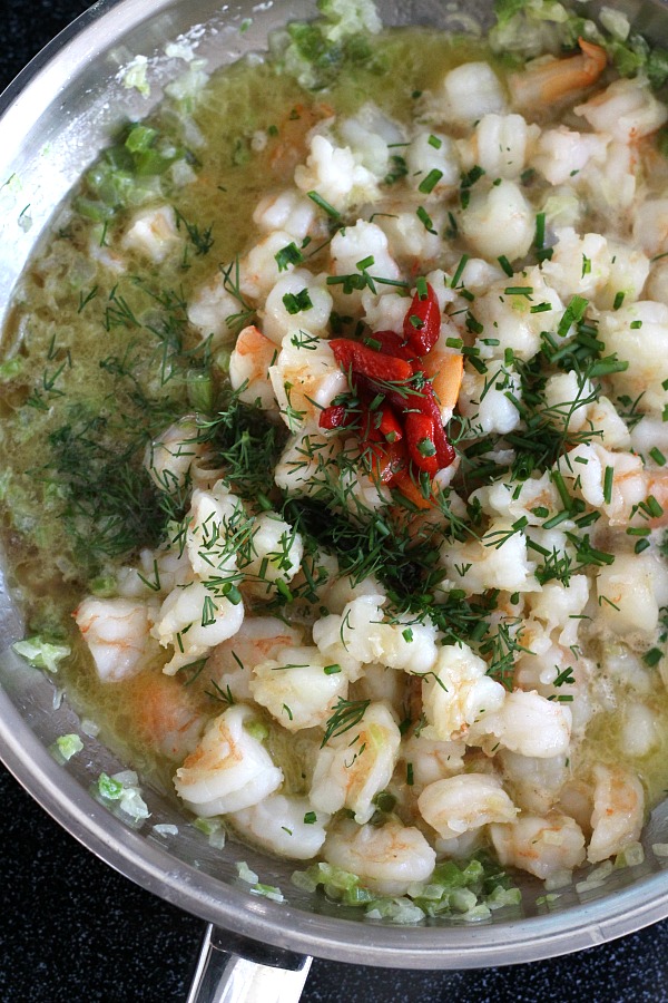 Delicious Shrimp Stuffed Flounder is easy and complany-special. Filled with sauteed veggies and seasonings, it is a favorite fish dinner entree.