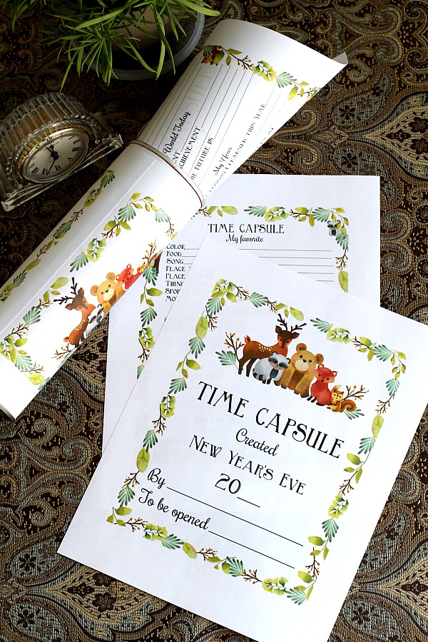 Create a New Year's eve time capsule with FREE printables and begin a family tradition to be enjoyed in the future. Look back and reminisce on thoughts, reflections and goals. Especially meaningful as children grow.  