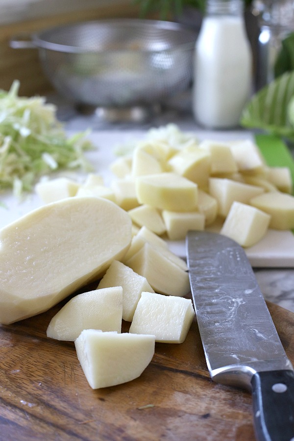 A traditional Irish side dish, colcannon is a filling and delicious combination of potatoes, cabbage and bacon. A must for dinner each St Patrick's Day.