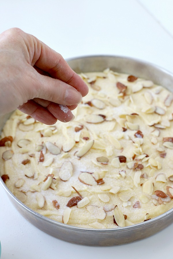 Swedish Visiting Cake with almonds is a delicious small-sized cake ready in no time. Whisked together in one bowl and baked until golden, it is a great recipe to keep near when you need a quick dessert.