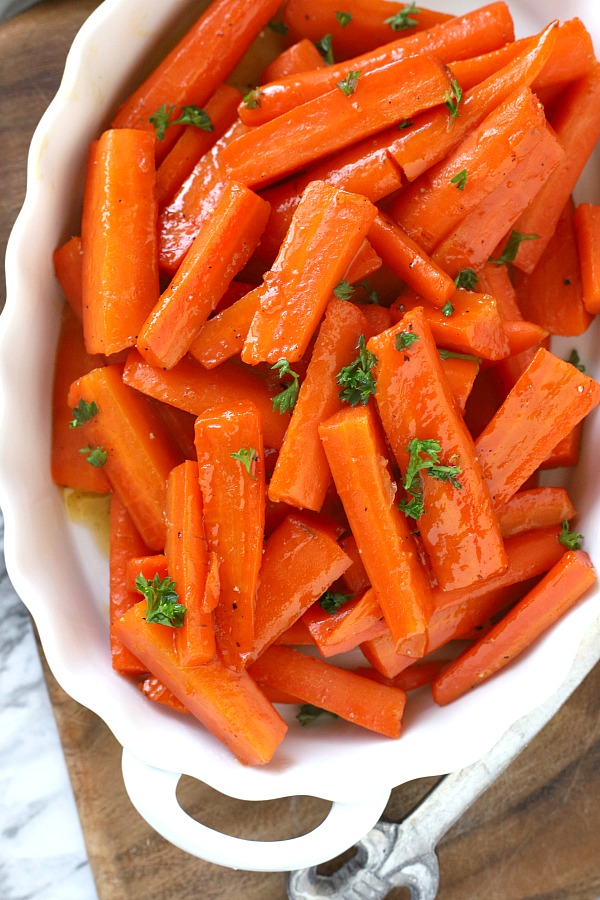 Colorful, elegant and delicious glazed carrots are quick and easy to make on the stove with just a few ingredients. A perfect & nutritious dinner side dish.