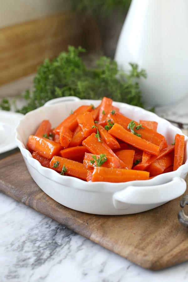 Colorful, elegant and delicious glazed carrots are quick and easy to make on the stove with just a few ingredients. A perfect & nutritious dinner side dish.