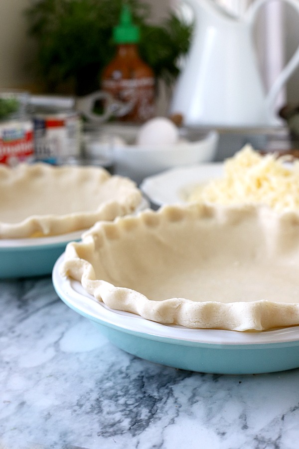 Classic Quiche Lorraine is a favorite for breakfast or brunch. Creamy Swiss cheese filling with bacon in a flaky crust is easy and delicious. Instead of cream, this version uses evaporated milk for a creamy filling.