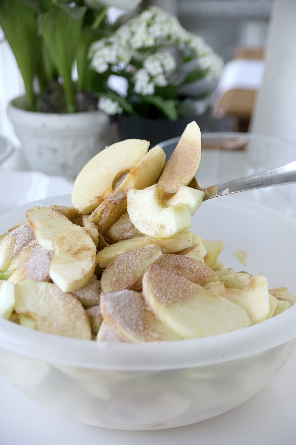 Easy recipe for apple crumb pie with tender apples baked in a bottom crust and topped with a sweet streusel topping. Perfect 4th of July holiday celebration or when you want a delicious dessert.