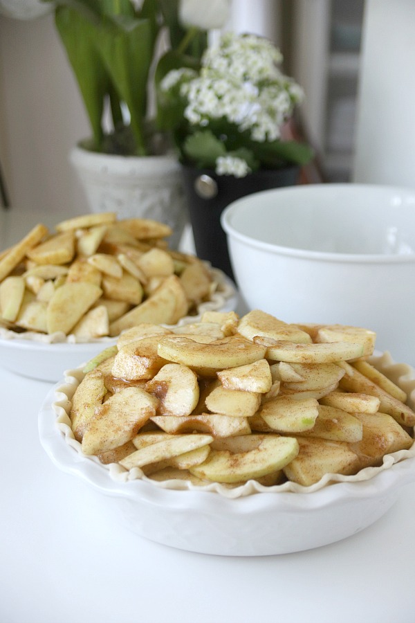 Easy recipe for apple crumb pie with tender apples baked in a bottom crust and topped with a sweet streusel topping. Perfect 4th of July holiday celebration or when you want a delicious dessert.