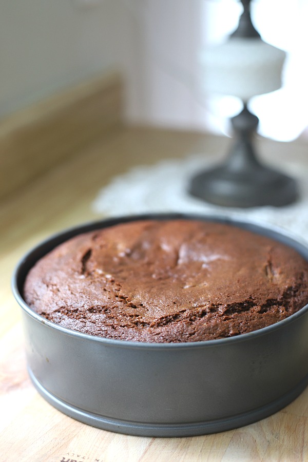 Easy step-by-step recipe for spiced pear upside down cake. Caramelized pears top a moist cake with wonderful spices so perfect for fall and Thanksgiving dessert.