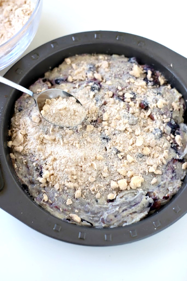 An easy recipe, blueberry buckle coffee cake is a favorite old-fashioned dessert. Moist, delicious with a sweet crumb streusel topping it is just right for snacking, breakfast or brunch.