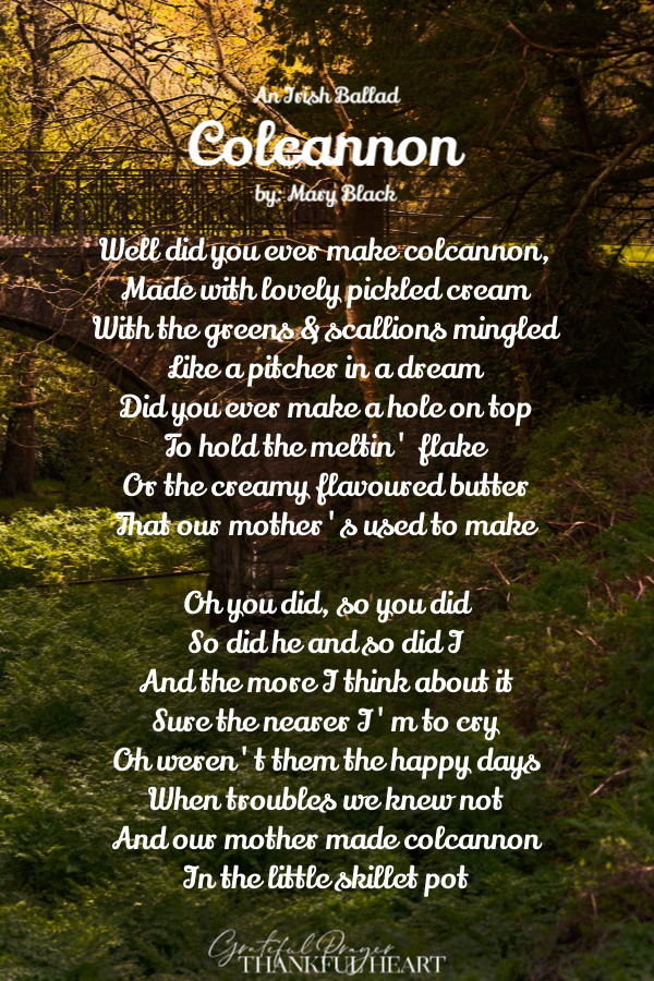 A sweet, nostalgic ballad by Mary Black, Colcannon is an Irish song of memories of youth and a happier era. Listen to this lively piece.