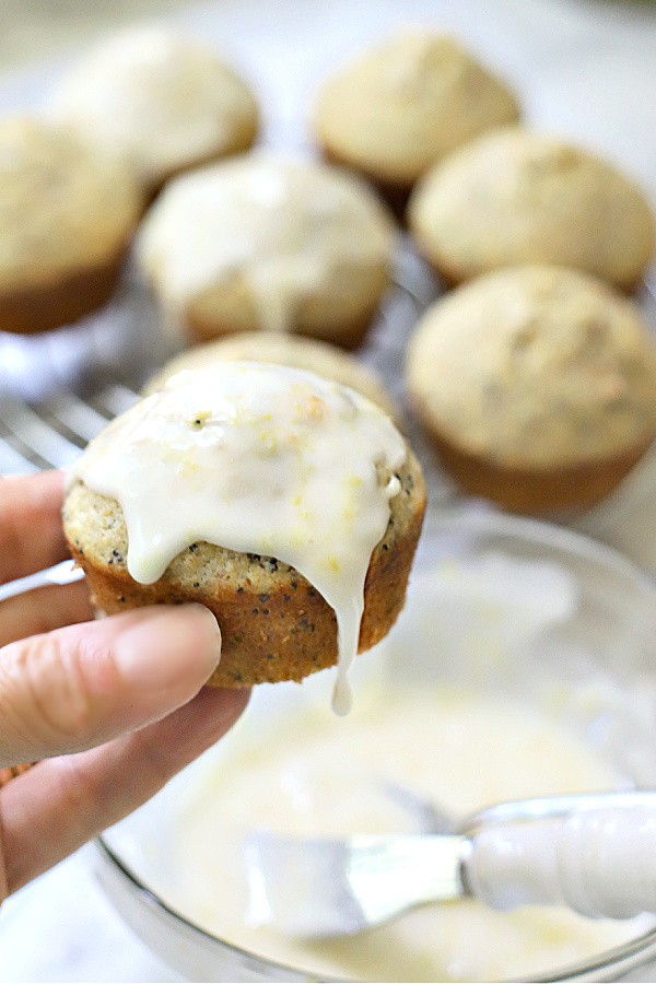 Lemon glaze for poppy seed muffins with wheat germ