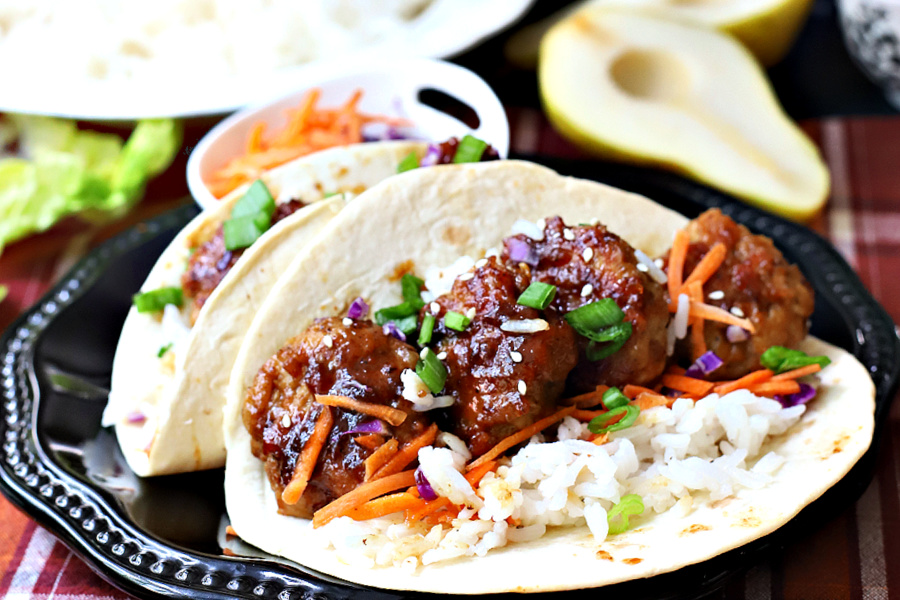 Easy recipe for Korean BBQ pork bulgogi meatballs Tacos