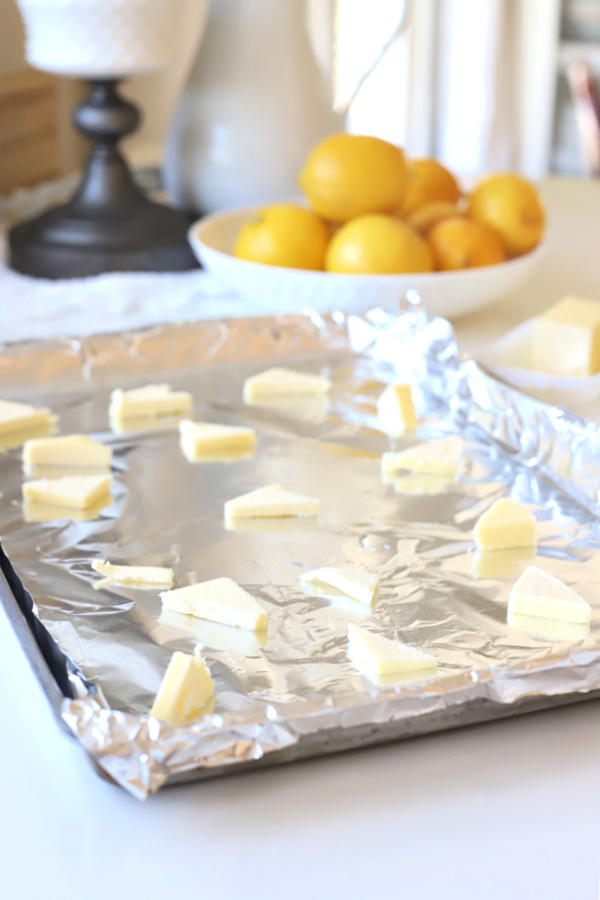 Melting butter for one pan lemon shrimp recipe