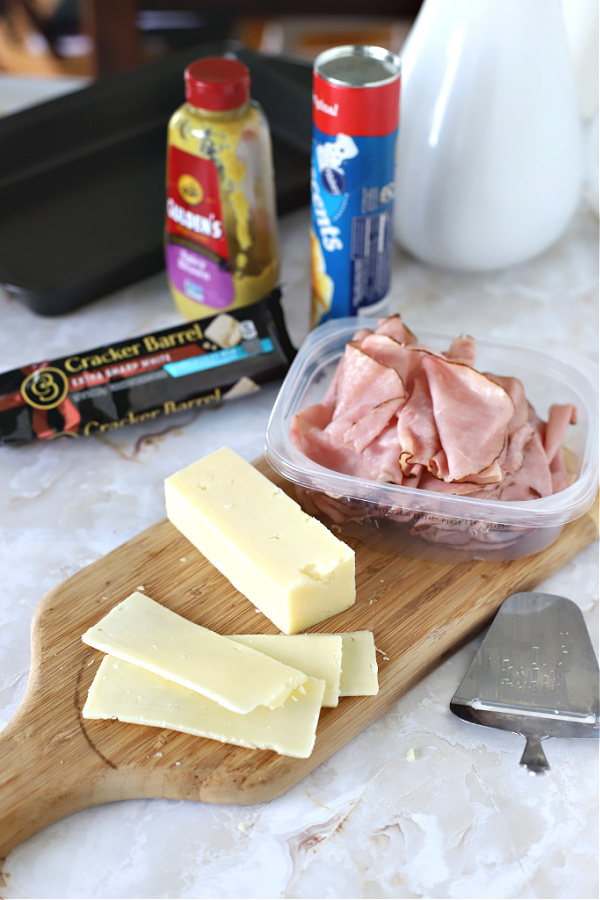 Deli ham and cheddar cheese