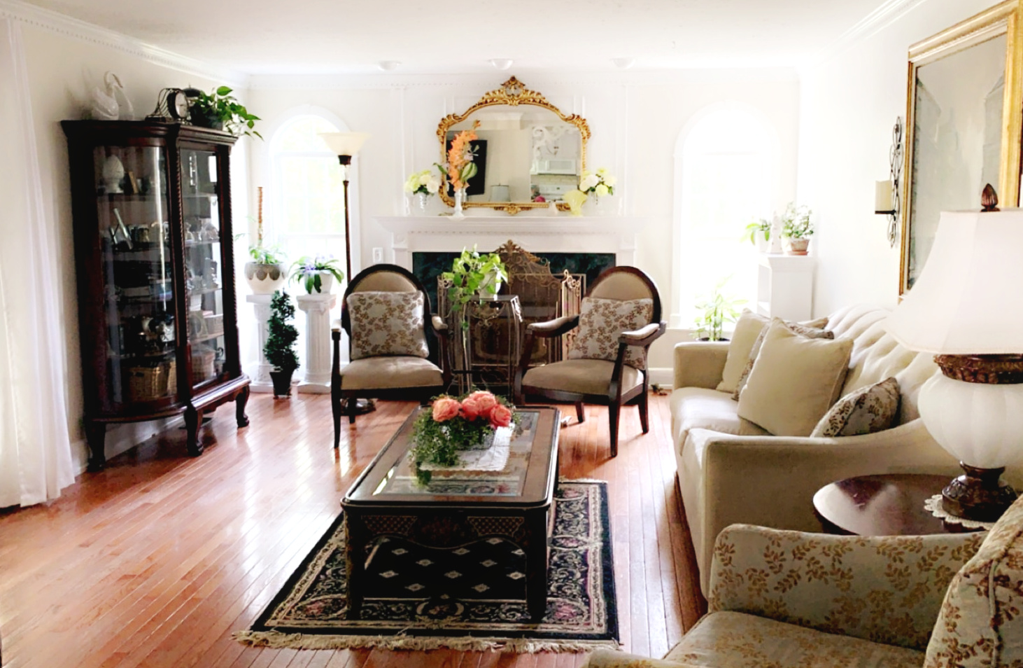 Flowers gathered after the rain used to create arrangements throughout the home