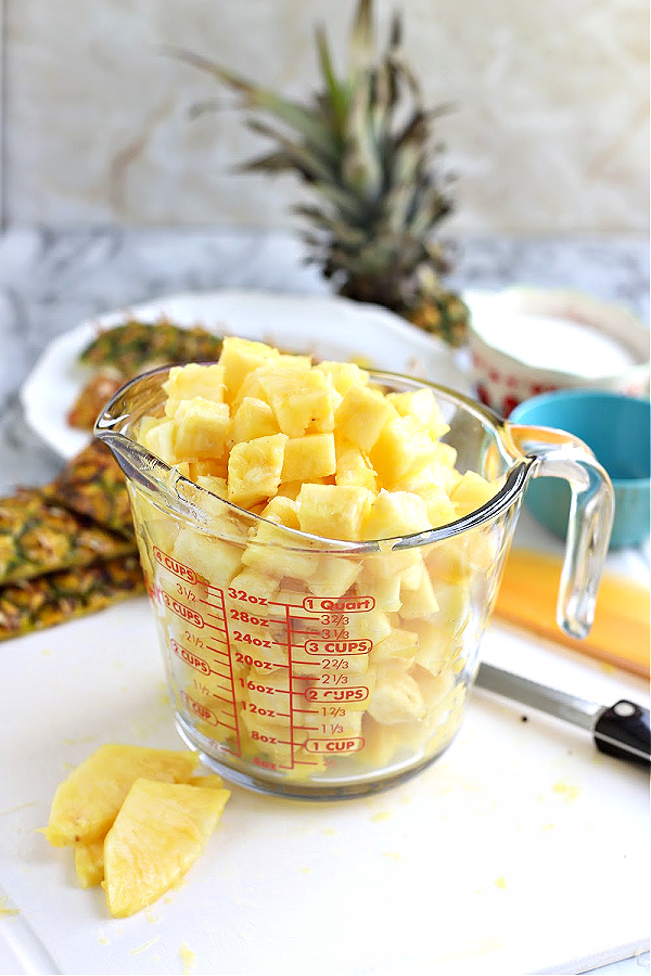 measuring fresh pineapple