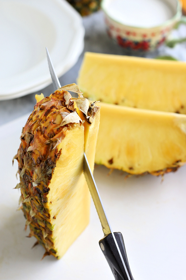 coring a fresh pineapple