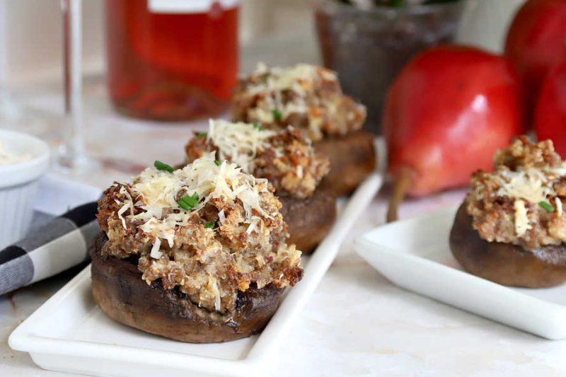 Perfect appetizer for holidays, sausage stuffed mushrooms are hearty & a party favorite. An easy recipe to serve on your charcuterie board.