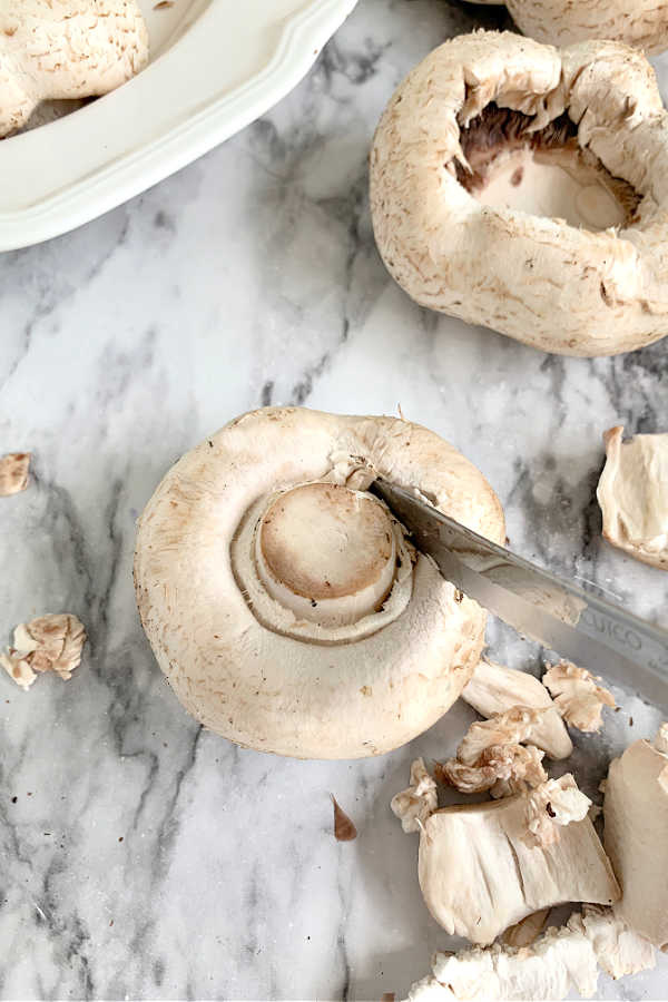 removing mushroom stems for stuffing