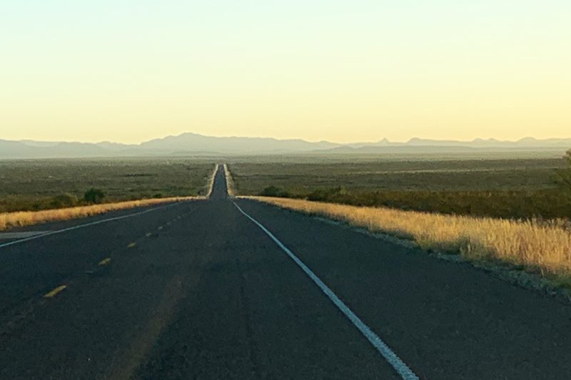 Sunset drive to Alpine during our west Texas travel.