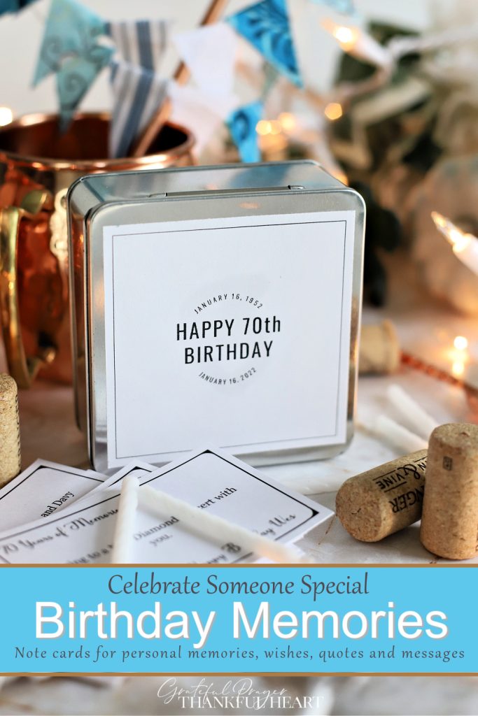 Celebrate with a personalized gift of birthday memories note cards, one for each year of their life. FREE printable for messages and wishes.