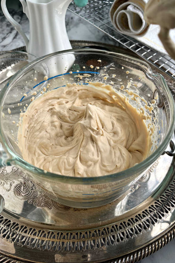 Ingredients for mocha yule log cream filling.