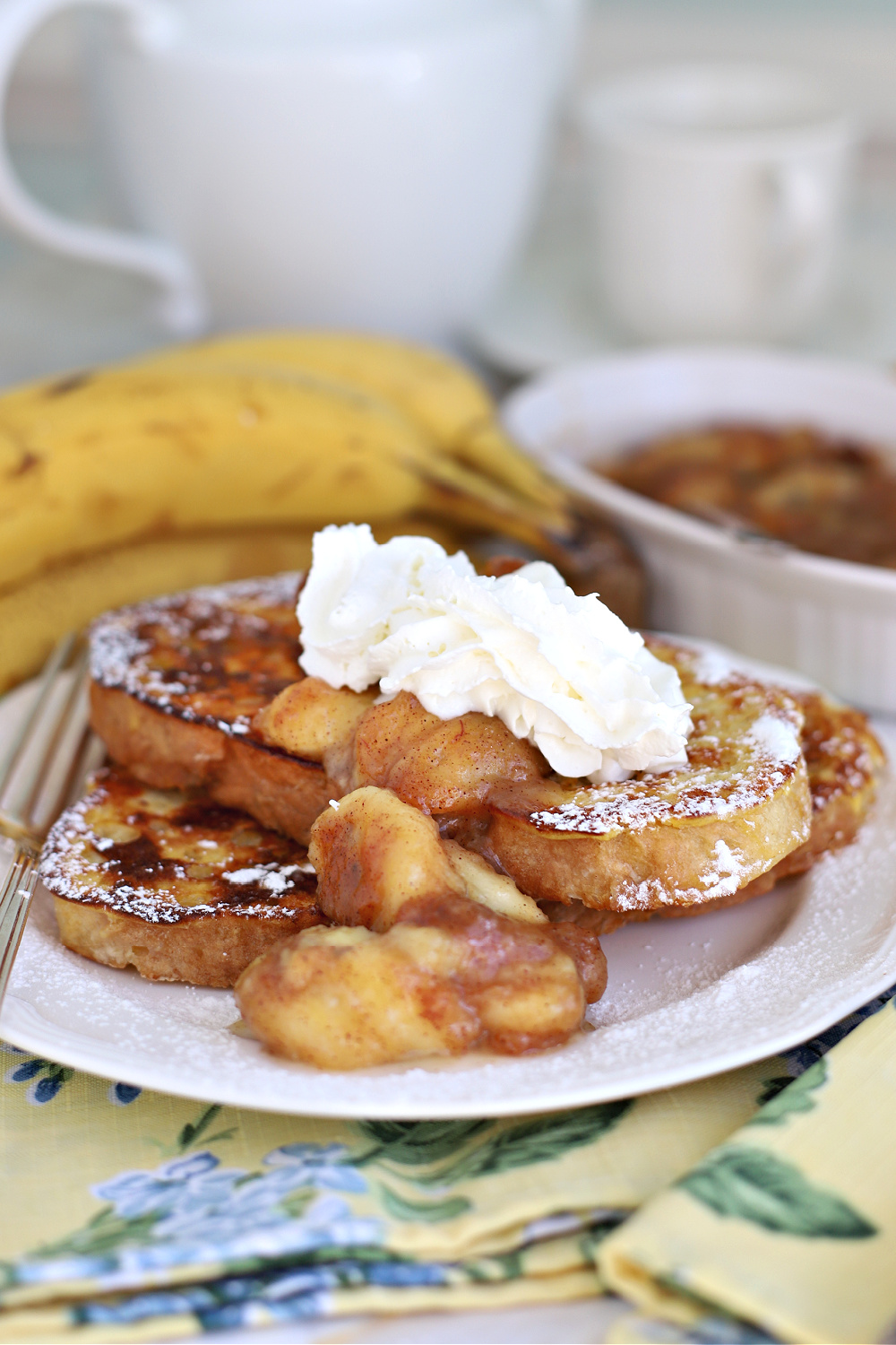 Sweet cinnamon and brown sugar sautéed bananas served on French toast, pancakes, topped with ice cream or just by themselves. 