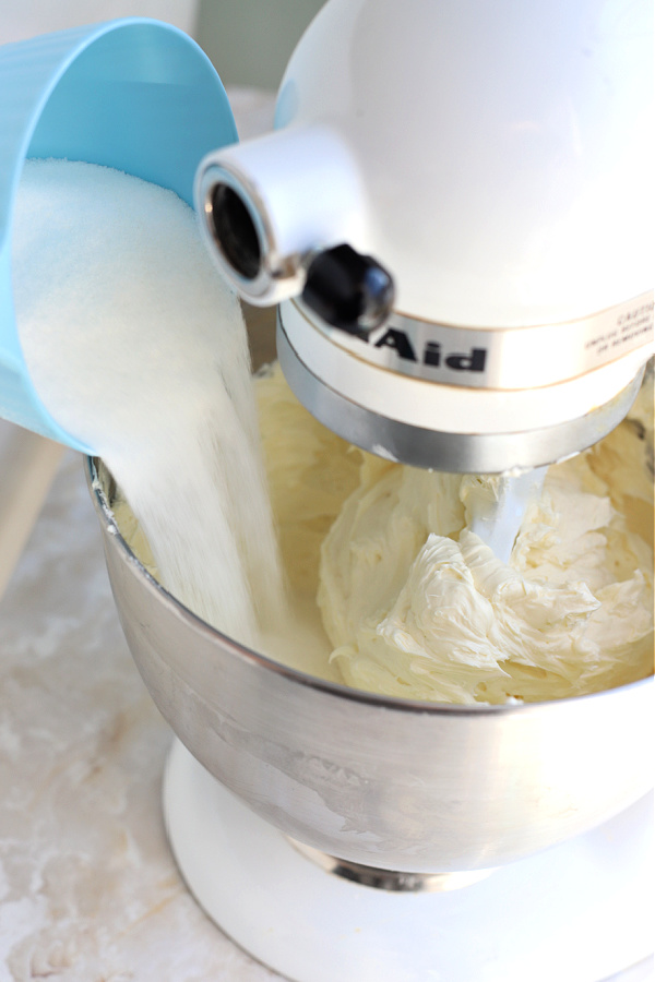 Making the cream cheese filling for NY style cheesecake recipe.