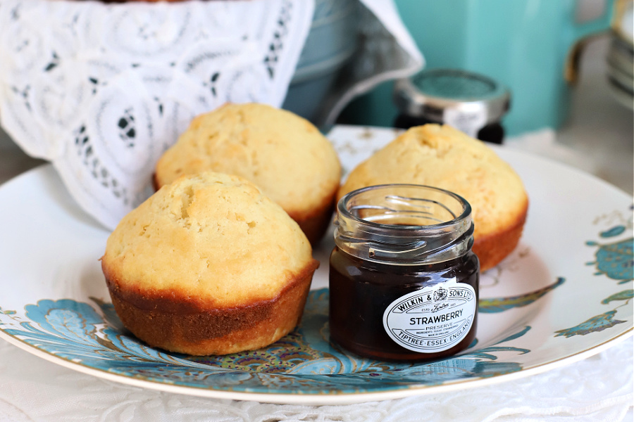 Basic muffins for breakfast, dinner or snacking. Easy recipe that's not too sweet with lots of possibilities for add-ins like berries or fruit.