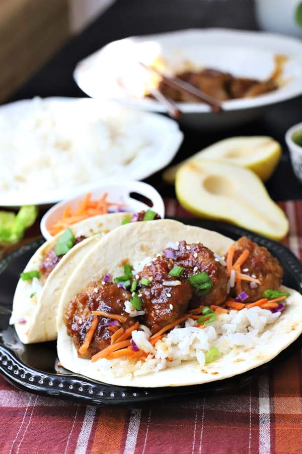 Easy recipe for Korean BBQ pork bulgogi meatballs Tacos