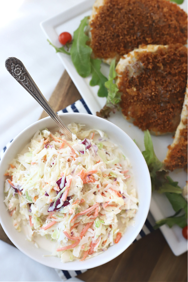 How to make pineapple coleslaw. A super easy recipe with a Hawaiian flair great with pulled pork or burgers.