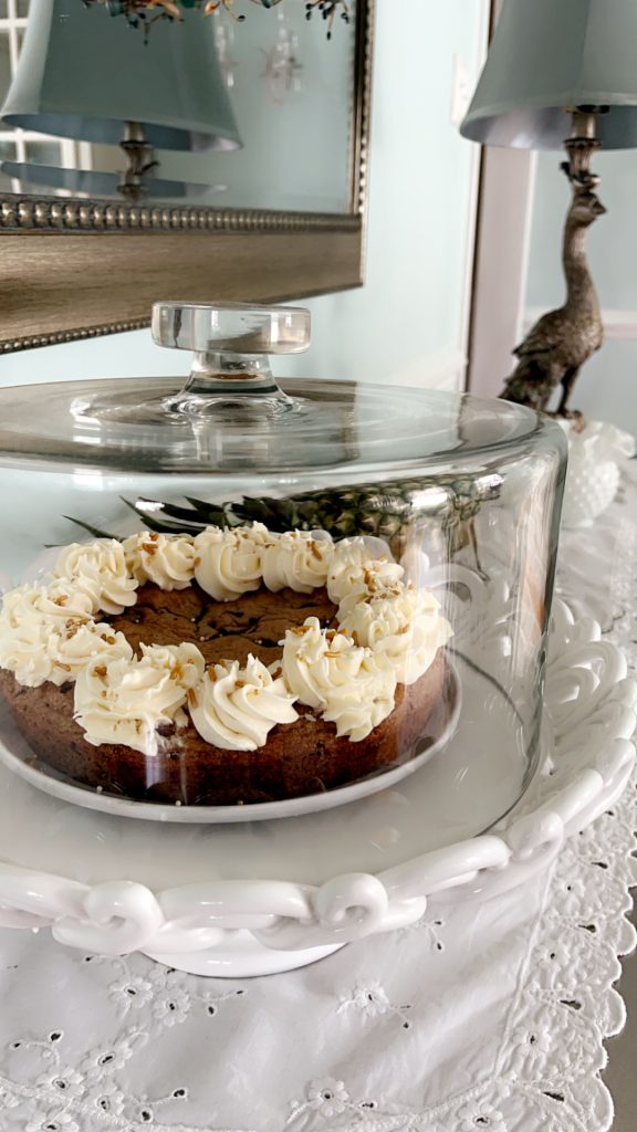 chocolate chip cookie cake with buttercream frosting