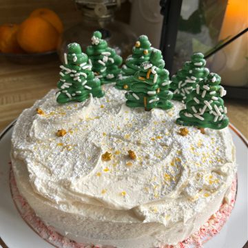 wintry Christmas Tree Forest Cake topper