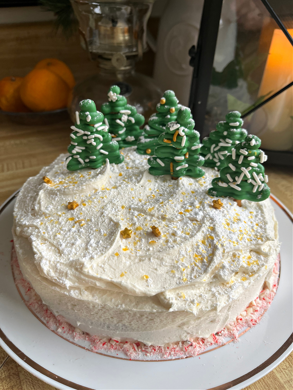 wintry Christmas Tree Forest Cake topper