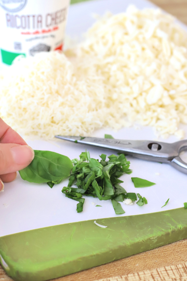 Fresh basil for baked ziti or penne pasta.